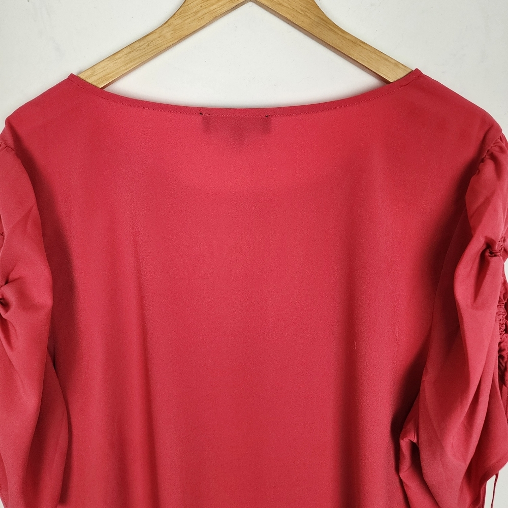 Eloquii Pink Ruched Sleeve Top Blouse Popover Size 22 - Picture 10 of 14